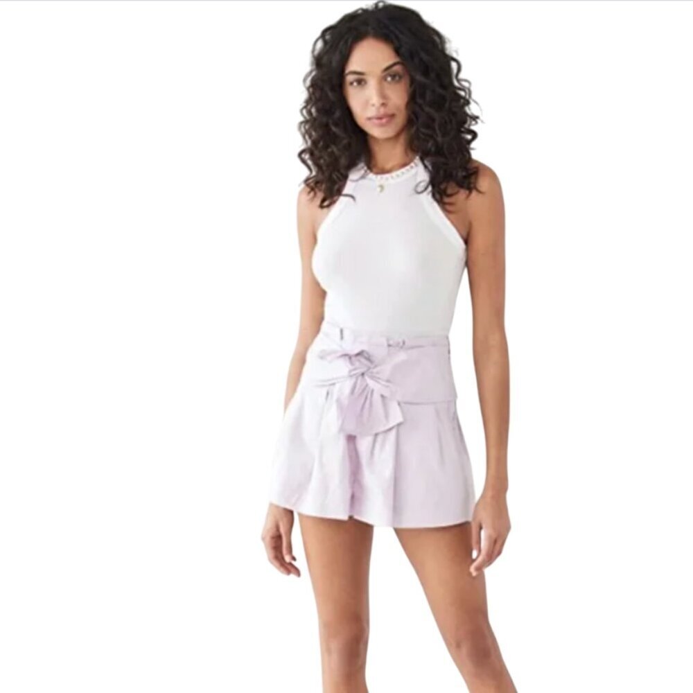 Ulla Johnson Paloma Shorts Womens 10 Purple Thistle Cotton High Rise Tie Wasit